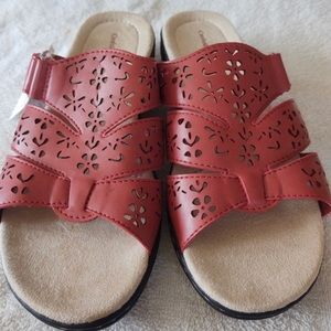 Croft & Barrows Red Slip On Sandals 8
